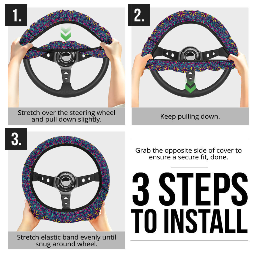Colorful Boho (A) Steering Wheel Cover