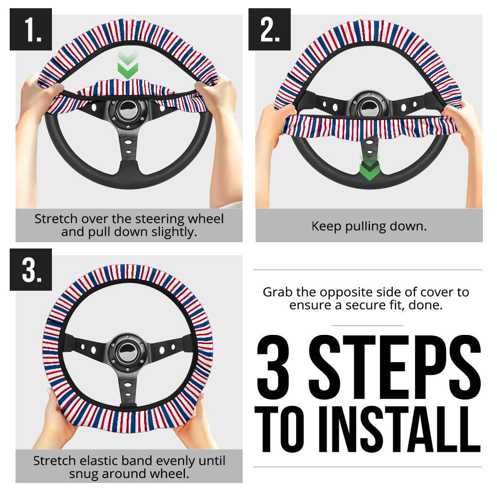 Patriotic Stripes (01) Steering Wheel Cover