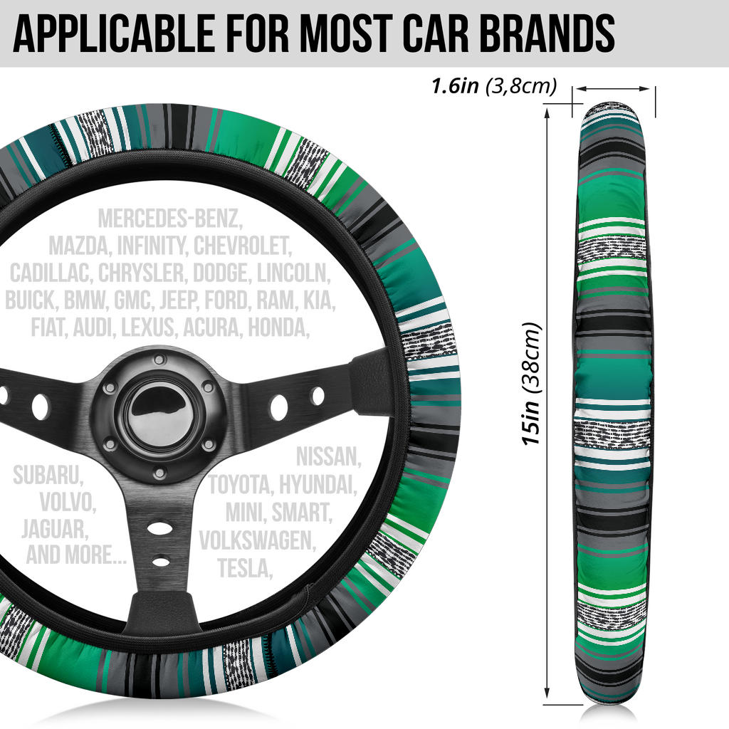 Green Serape Steering Wheel Cover