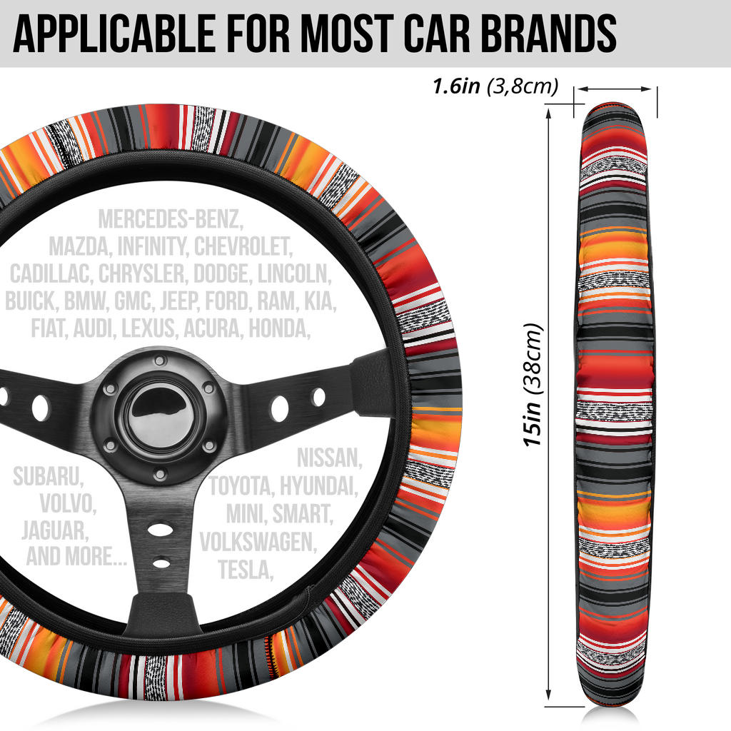 Red Orange Serape Steering Wheel Cover