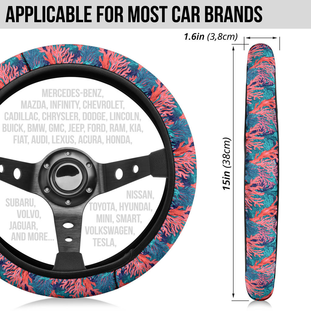 Summer Beachy Coral Steering Wheel Cover
