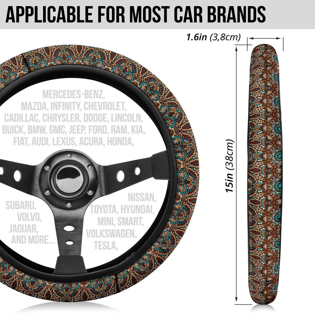 Boho Brown Steering Wheel Cover