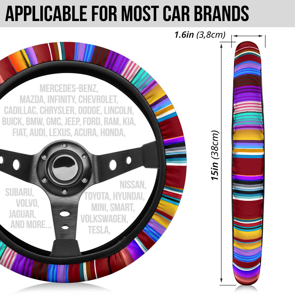 Maroon Purple Serape Steering Wheel Cover