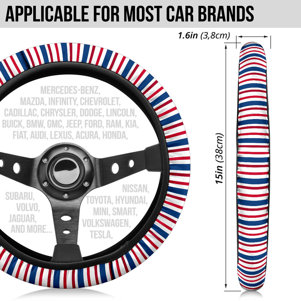 Patriotic Stripes (01) Steering Wheel Cover