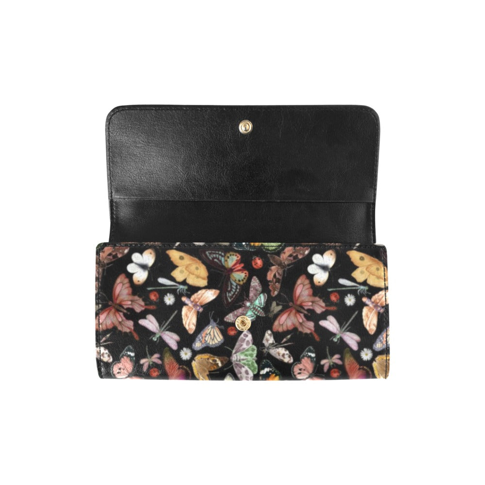 butterflies and moths cottagecore trifold wallet
