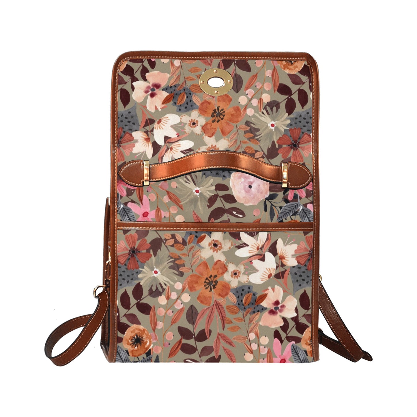 Boho Taupe Floral Cottagecore Crossbody Purse Satchel Hand Bag