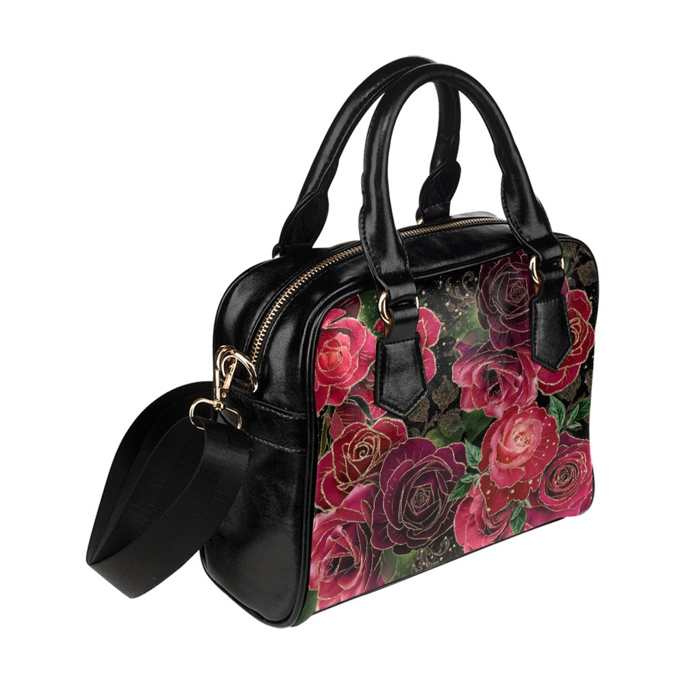 Red Roses Goth Shoulder Bag Bowler Bag Purse