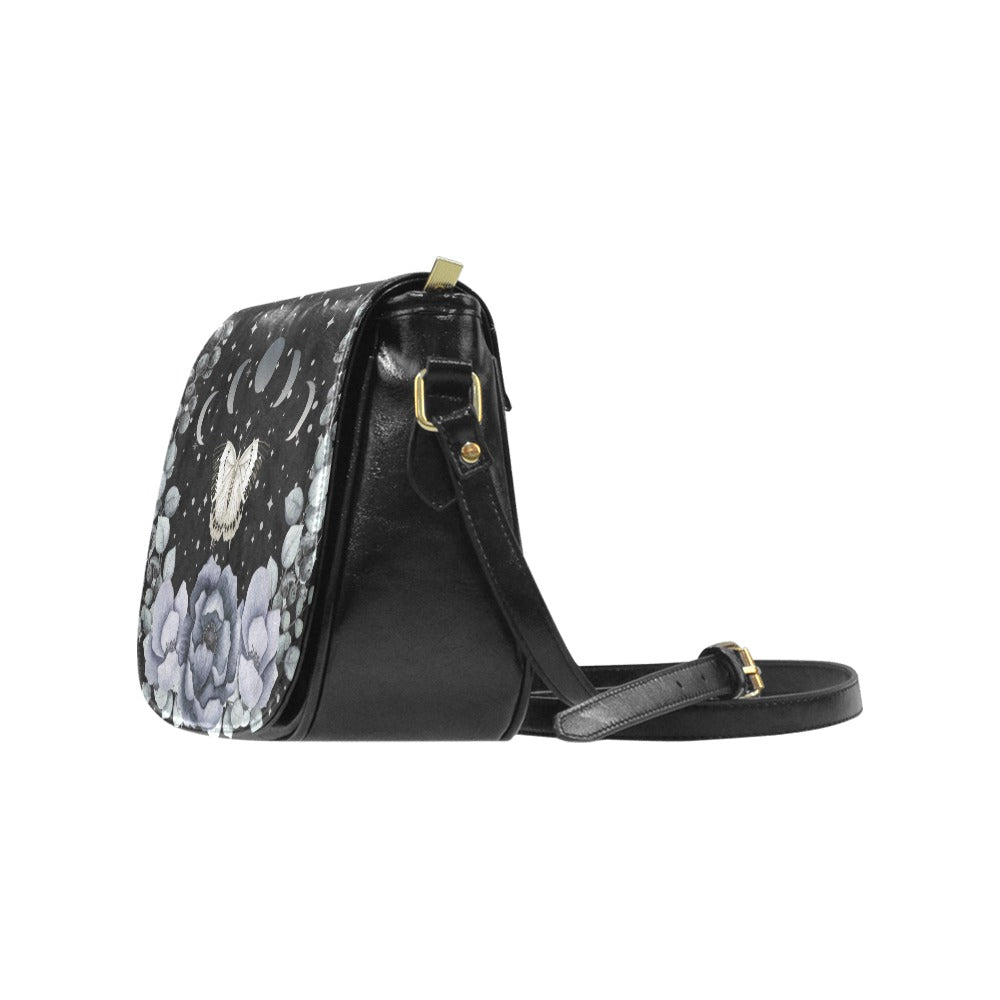 Black and Gray Butterfly Moon Phases Purse