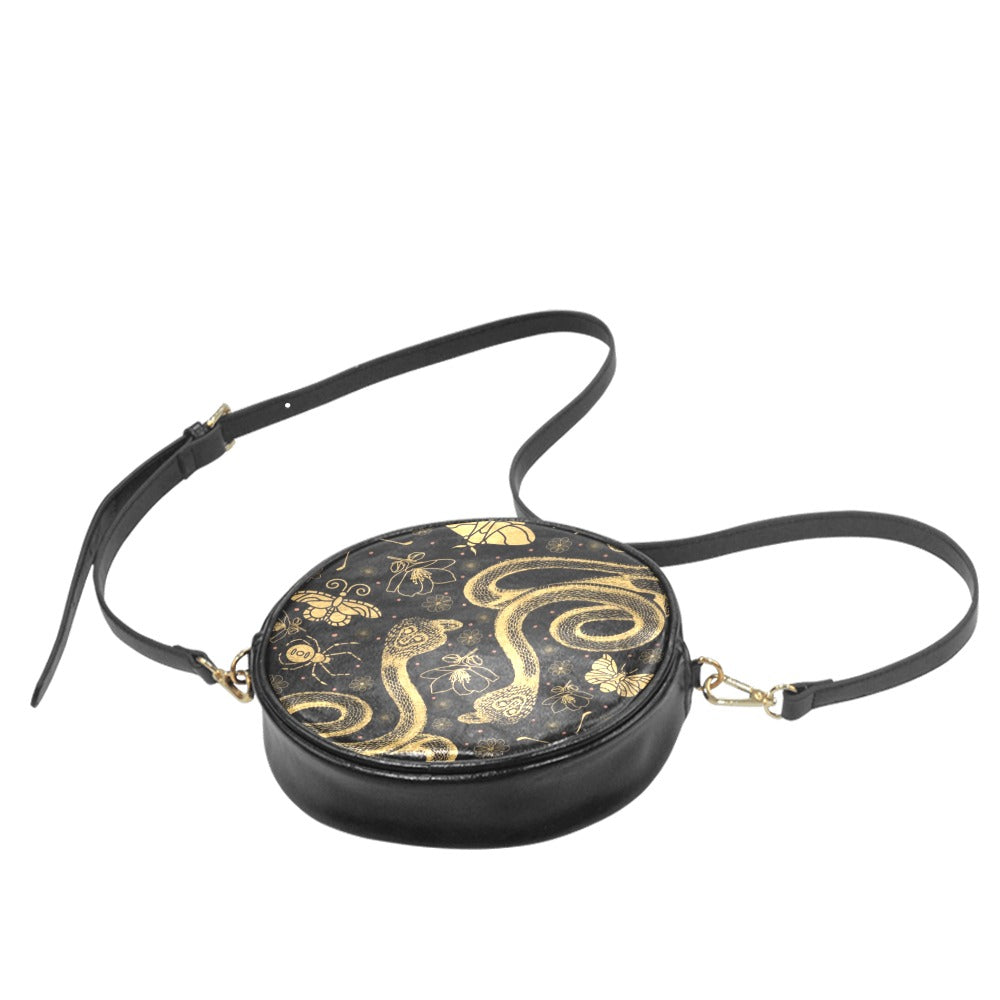 Snake and Moths Small Drum Bag Purse