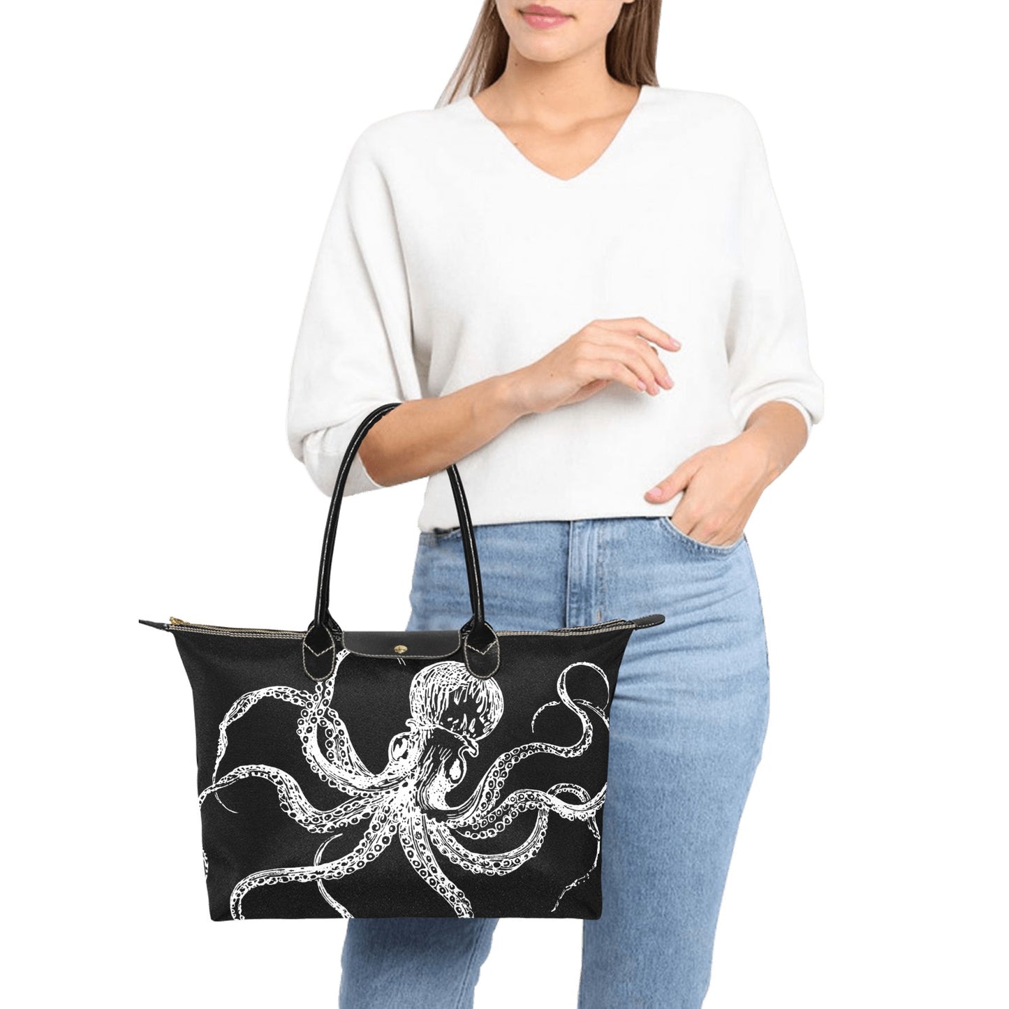 Black Octopus Goth Bag, Classic 15 Inch Handbag Steampunk