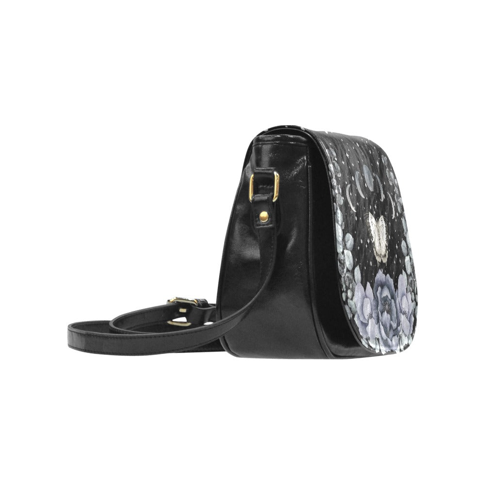 Black and Gray Butterfly Moon Phases Purse