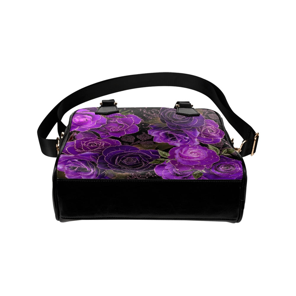 Purple Roses Goth Shoulder Bag Purse
