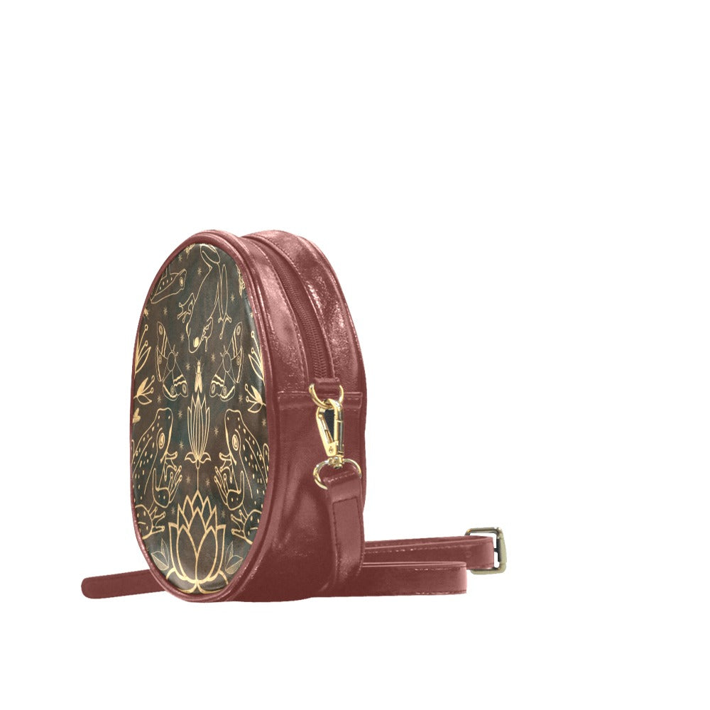 Brown Frogs Small Round Drum Bag