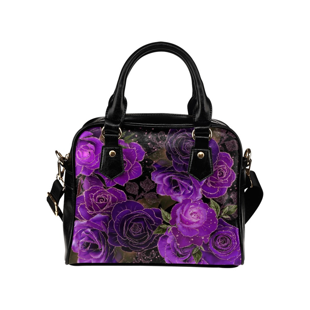 Purple Roses Goth Shoulder Bag Purse