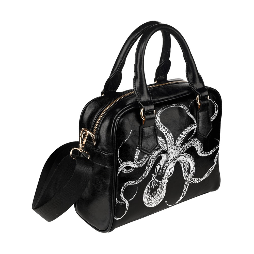 Octopus Black and White Bowler Bag Purse