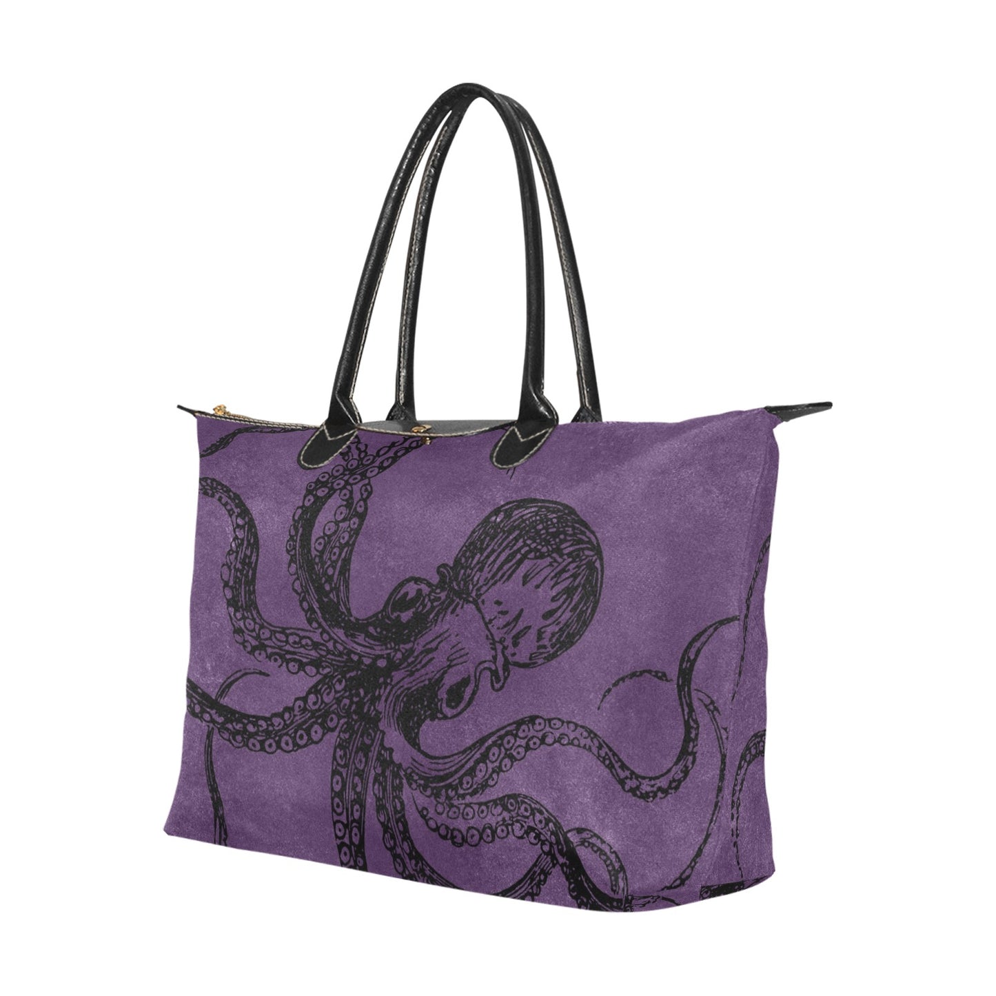 Purple Octopus Goth Bag, Classic 15 Inch Handbag Steampunk
