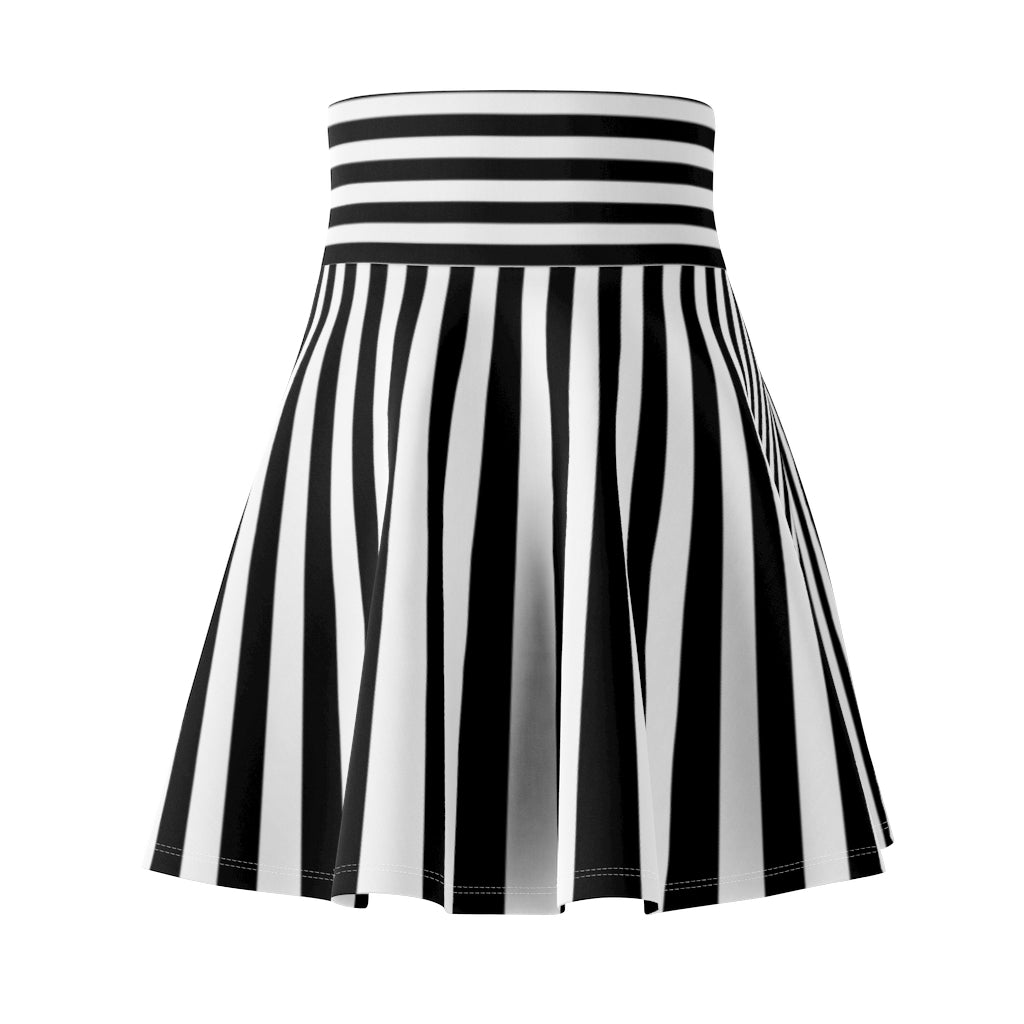 Black and White Striped Women's Skater Skirt Costume Cosplay Gift for Her Fantasy Skirt Circle Skirt Female Beetlejuice Jailbird Referee