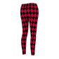 Harlequin Women's Casual Leggings | Black Red Diamonds Pattern Stretch Pants | Comic Book Inspired Suicide Squad Joker