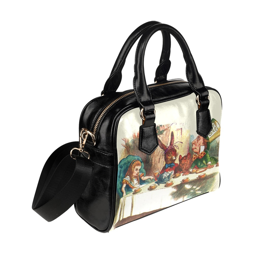 Vintage Illustration Alice In Wonderland Tea Party Handbag Bowler Bag Purse