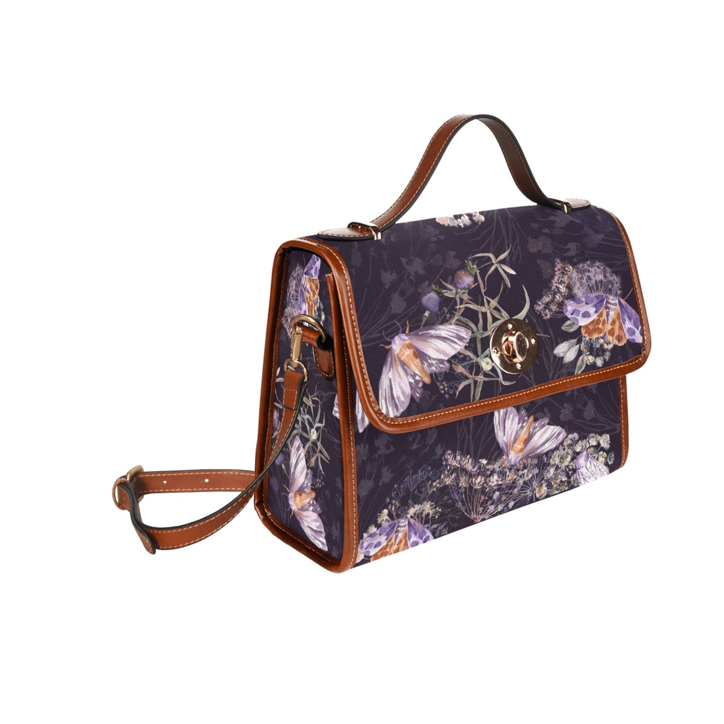 Purple Moth Floral Purse