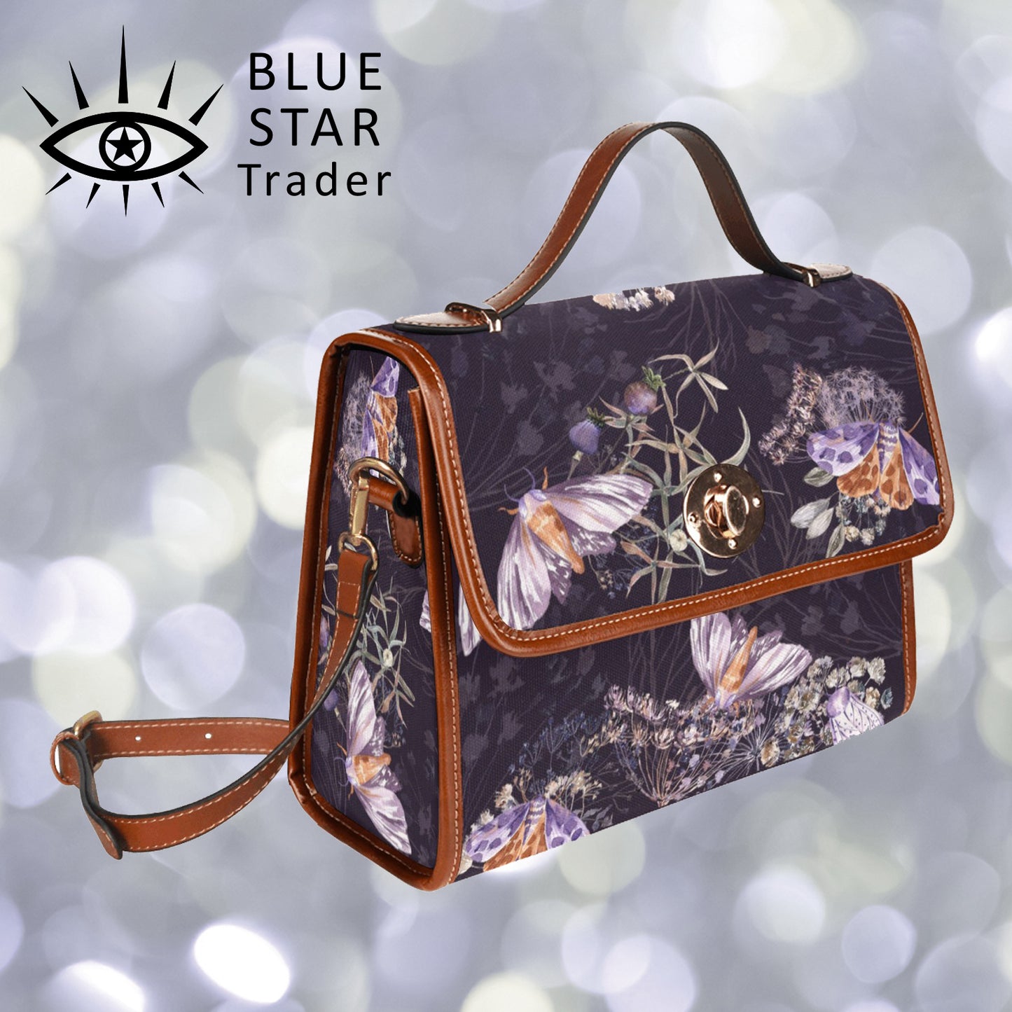 Purple Moth Floral Purse
