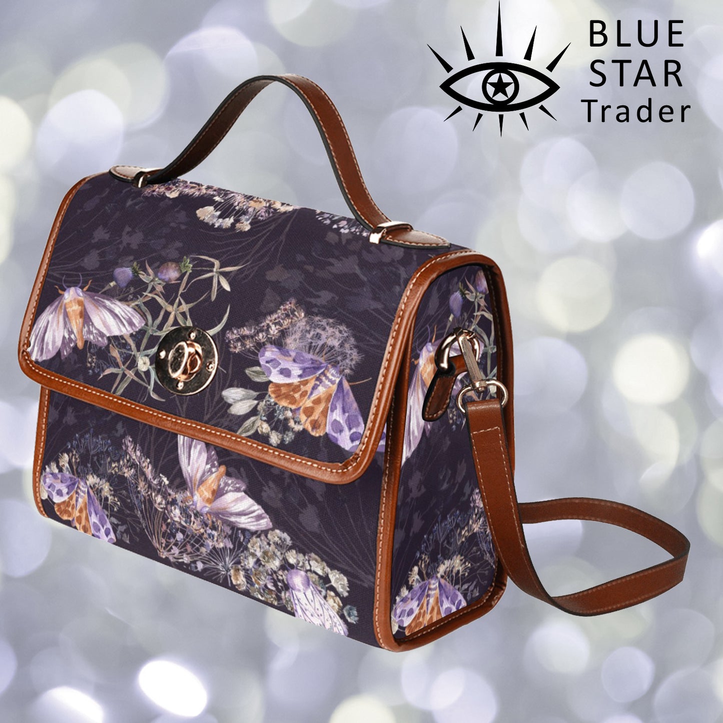 Purple Moth Floral Purse