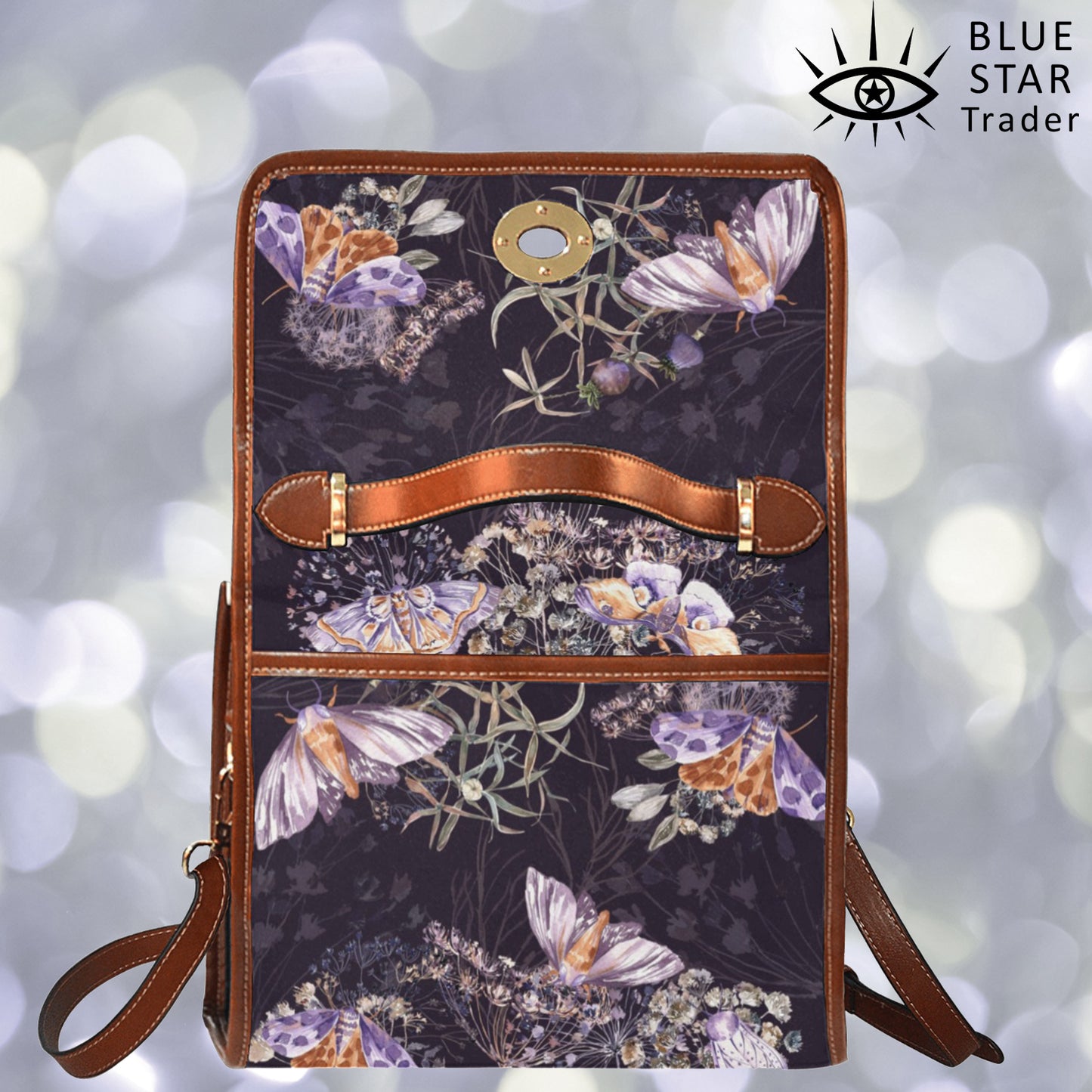 Purple Moth Floral Purse