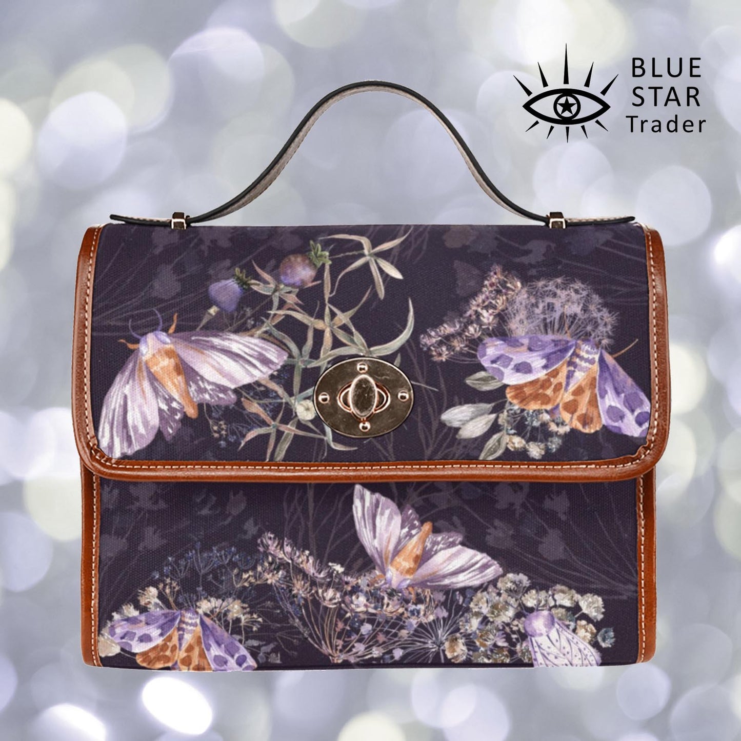 Purple Moth Floral Purse