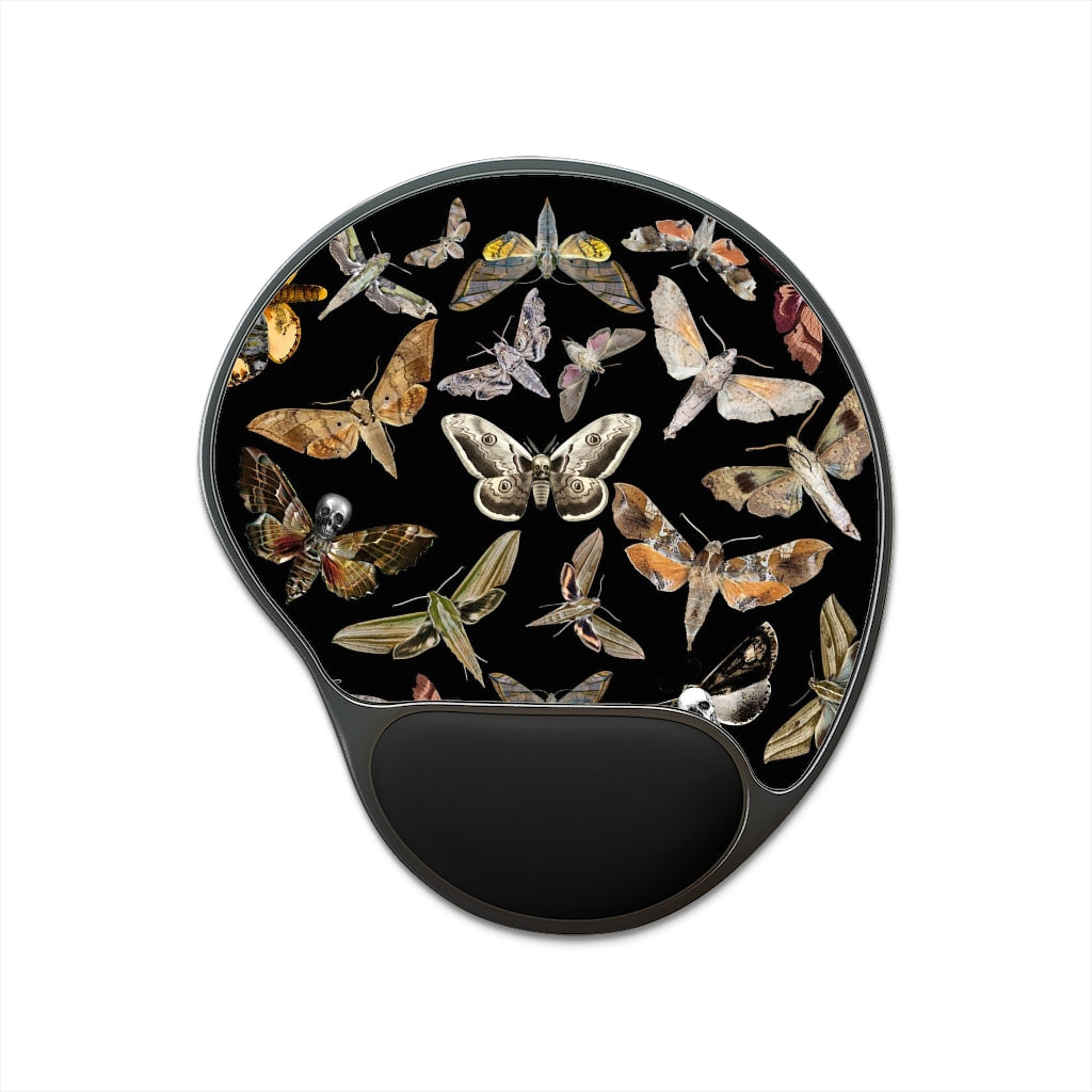 Moths Mouse Pad With Wrist Rest, Cottagecore Office Decor, Witchy Mouse Pad, Witch Office Accessory