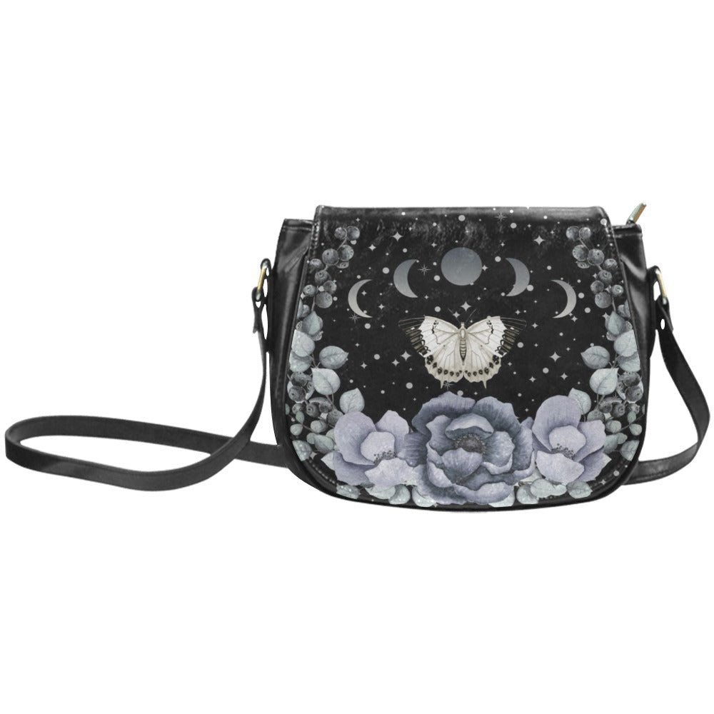 Black and Gray Butterfly Moon Phases Purse