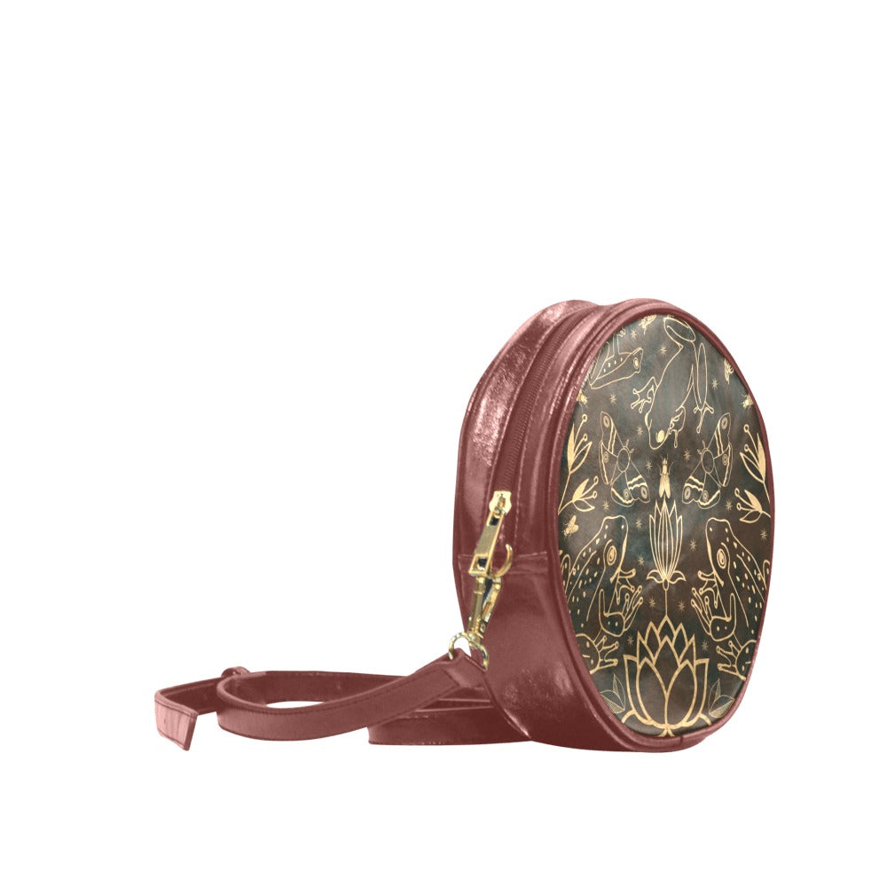 Brown Frogs Small Round Drum Bag