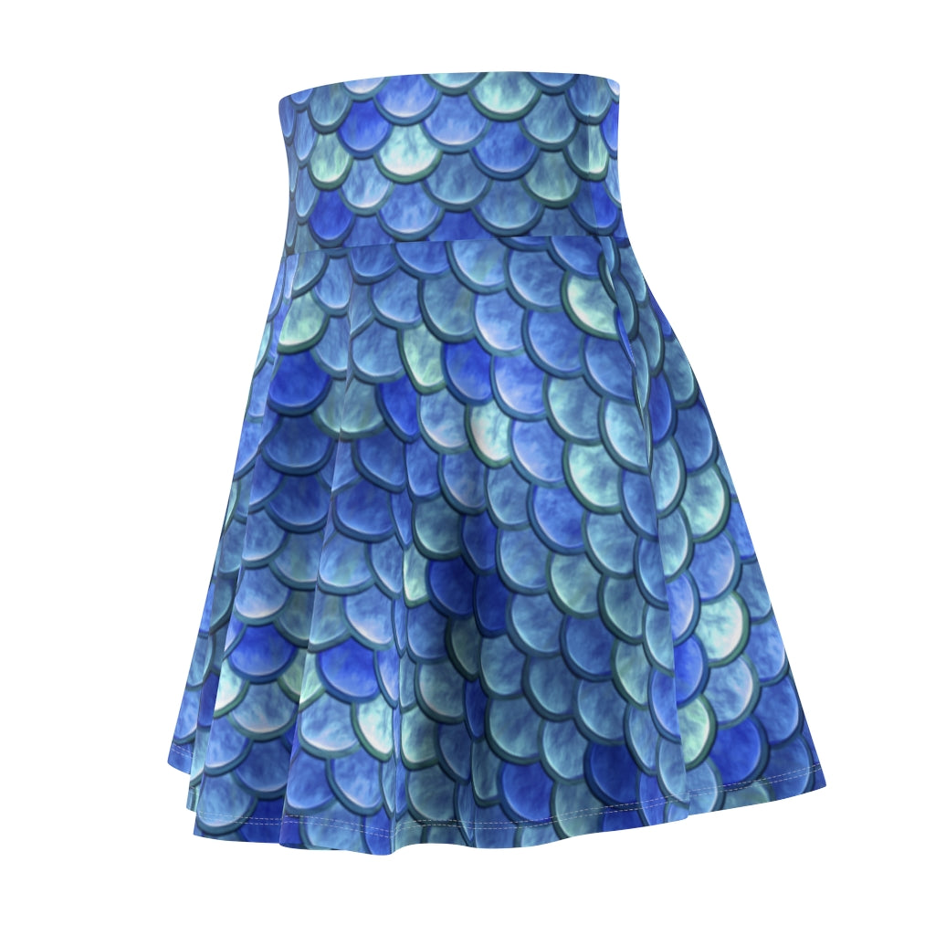 Blue Mermaid Scales Women's Skater Skirt Costume Cosplay Gift for Her Fantasy Skirt Circle Skirt