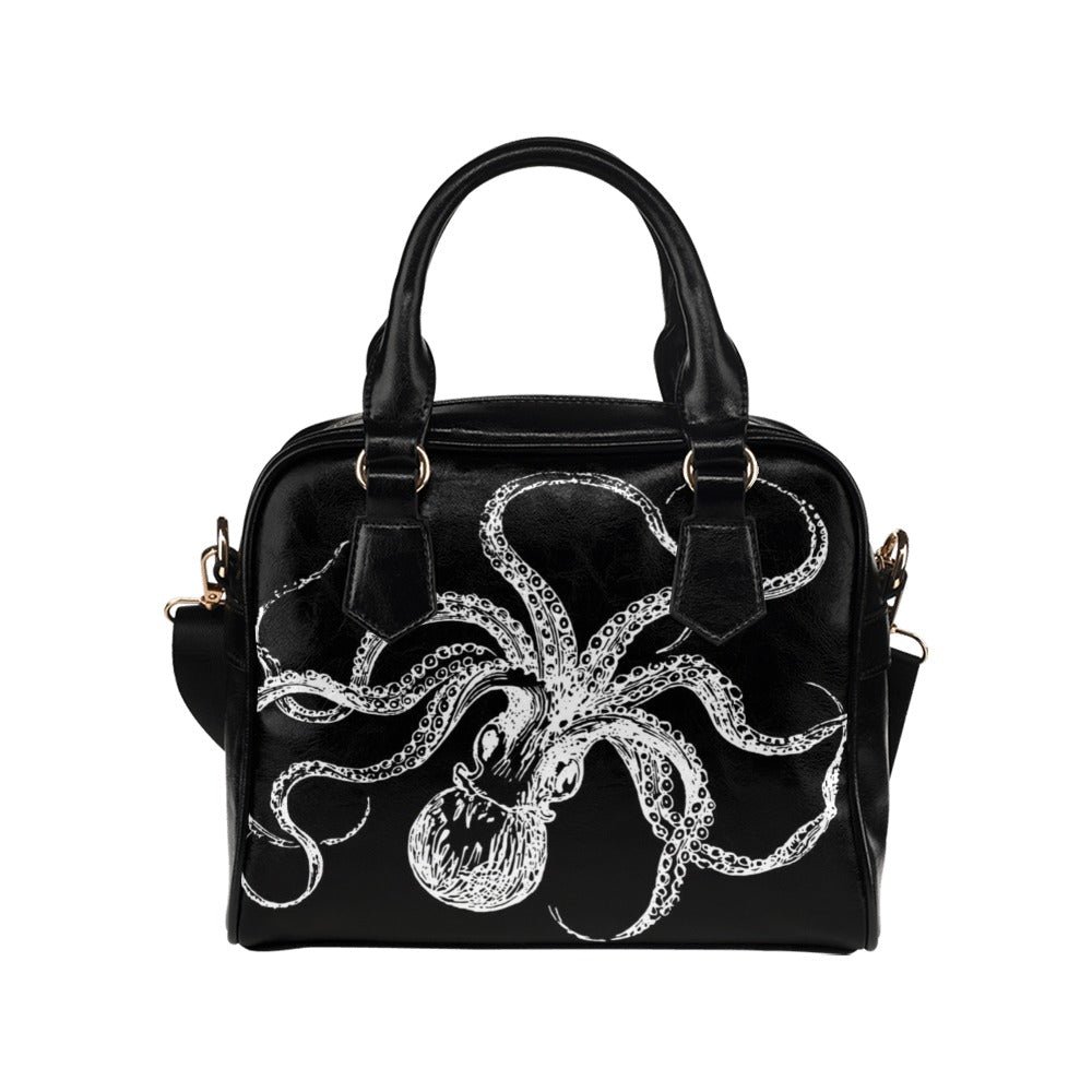Octopus Black and White Bowler Bag Purse