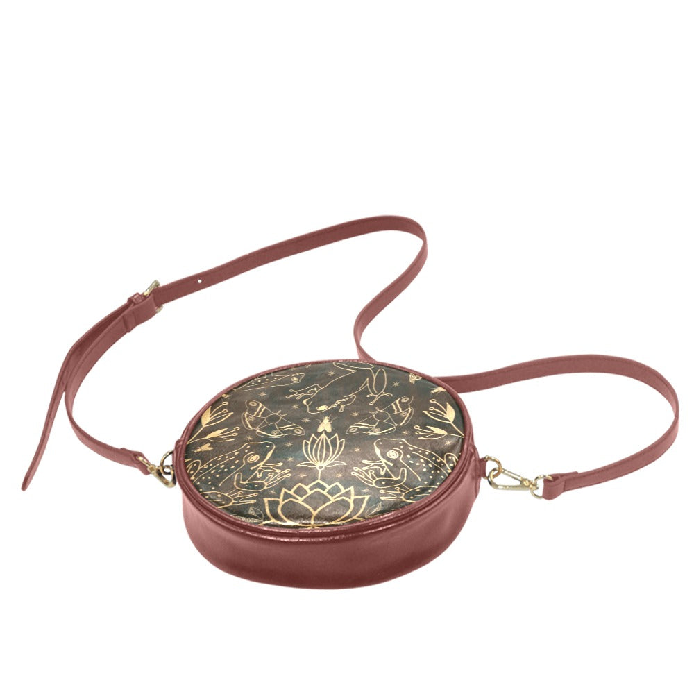 Brown Frogs Small Round Drum Bag