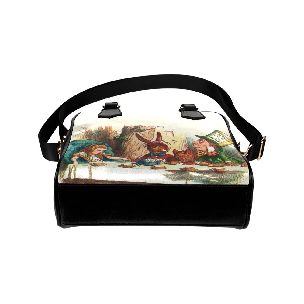 Vintage Illustration Alice In Wonderland Tea Party Handbag Bowler Bag Purse