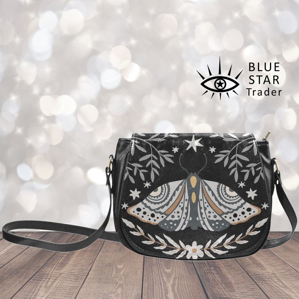 Retro Butterfly Purse, Vegan Saddle Bag Crossbody Bag