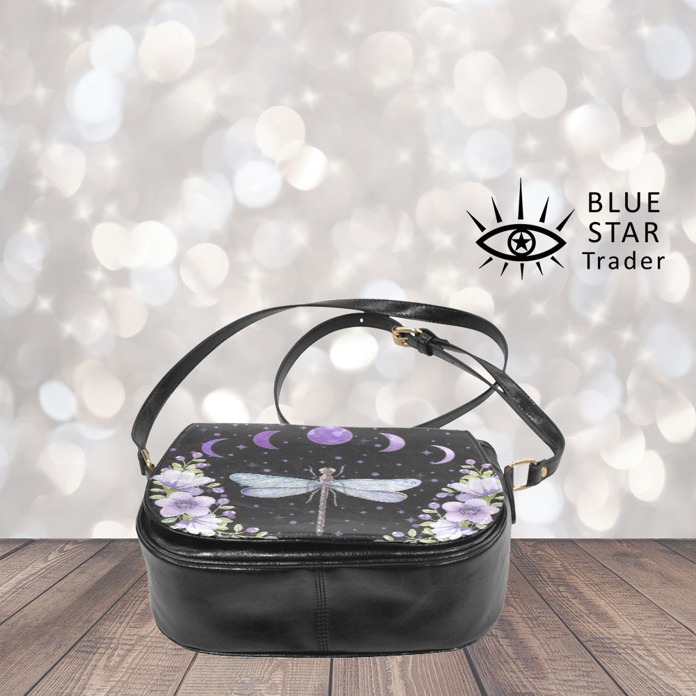 Purple Dragonfly Saddlebag Moon Phases Purse