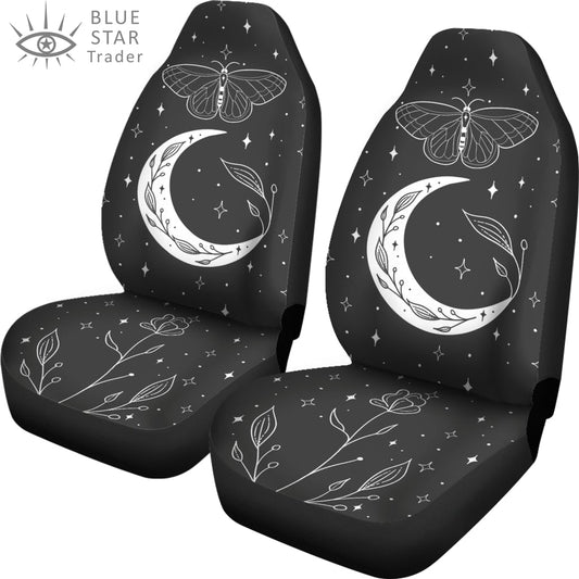 Butterfly Moon Flowers Gray Car Seat Covers (Set of 2)