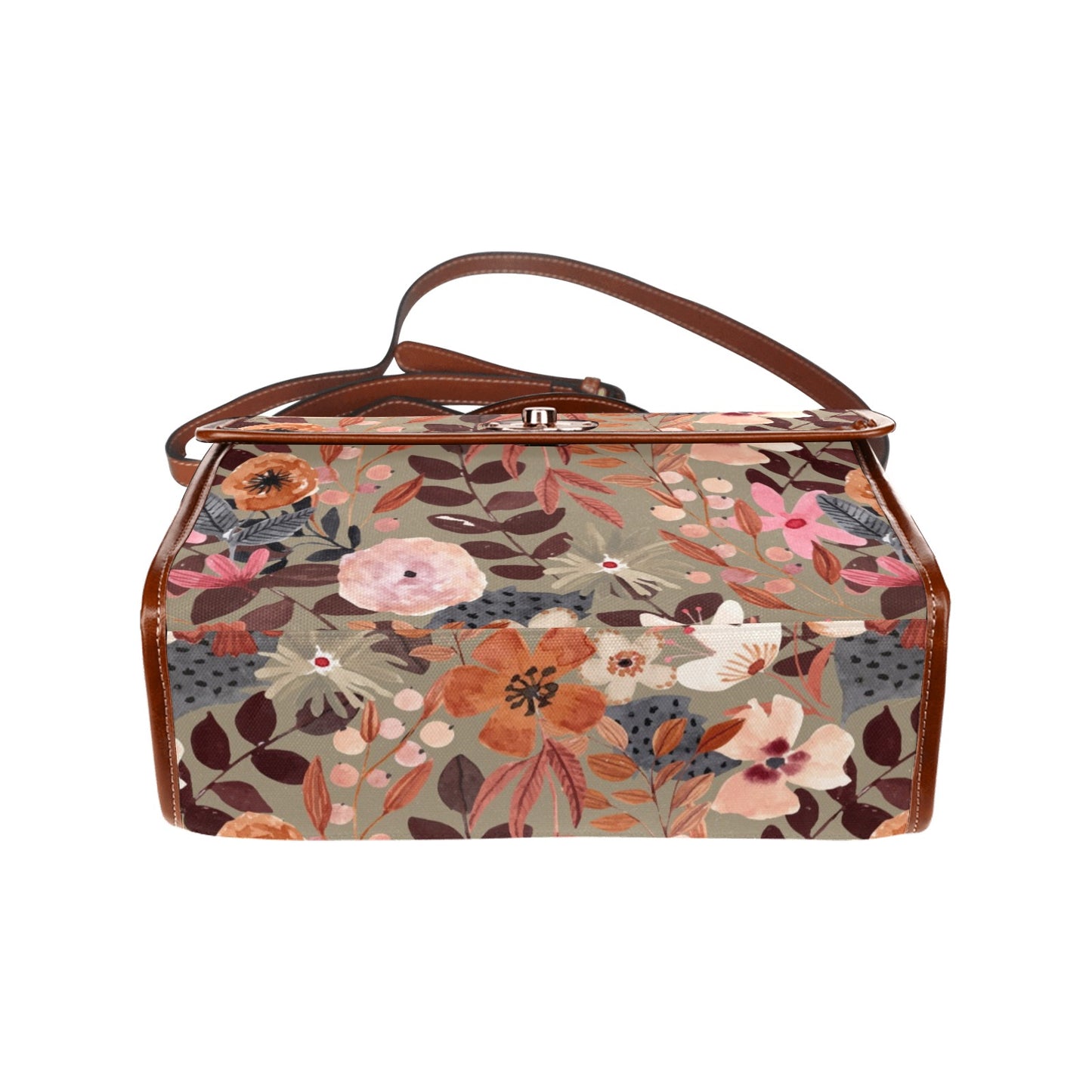 Boho Taupe Floral Cottagecore Crossbody Purse Satchel Hand Bag