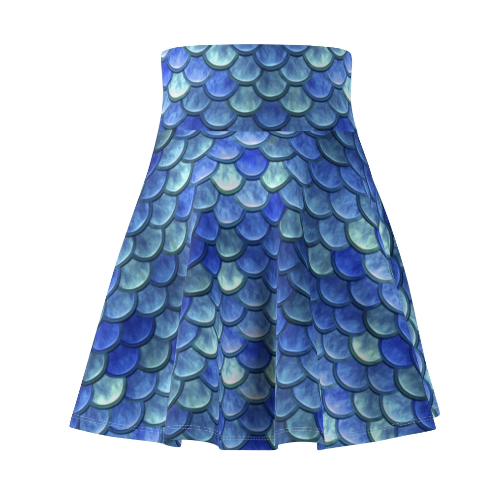 Blue Mermaid Scales Women's Skater Skirt Costume Cosplay Gift for Her Fantasy Skirt Circle Skirt