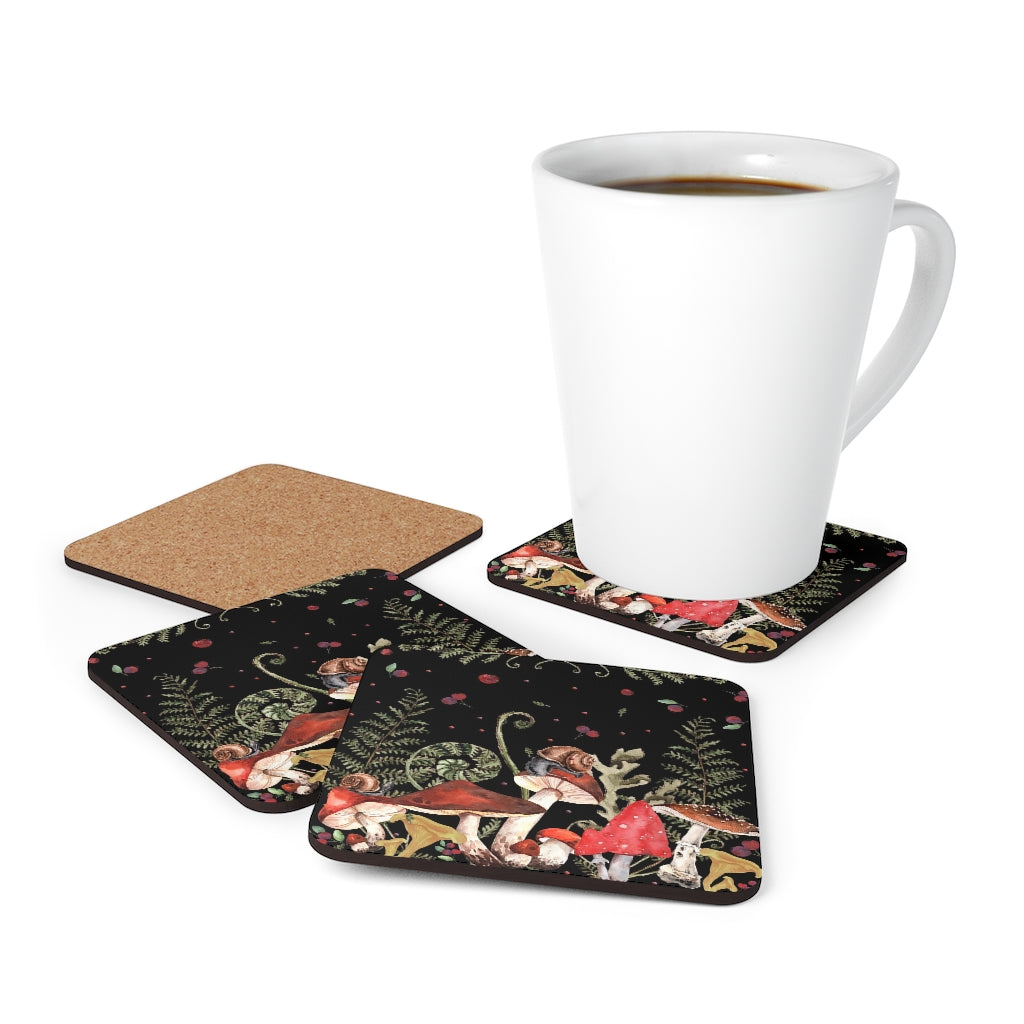 Red Mushrooms - Corkwood Coasters Set