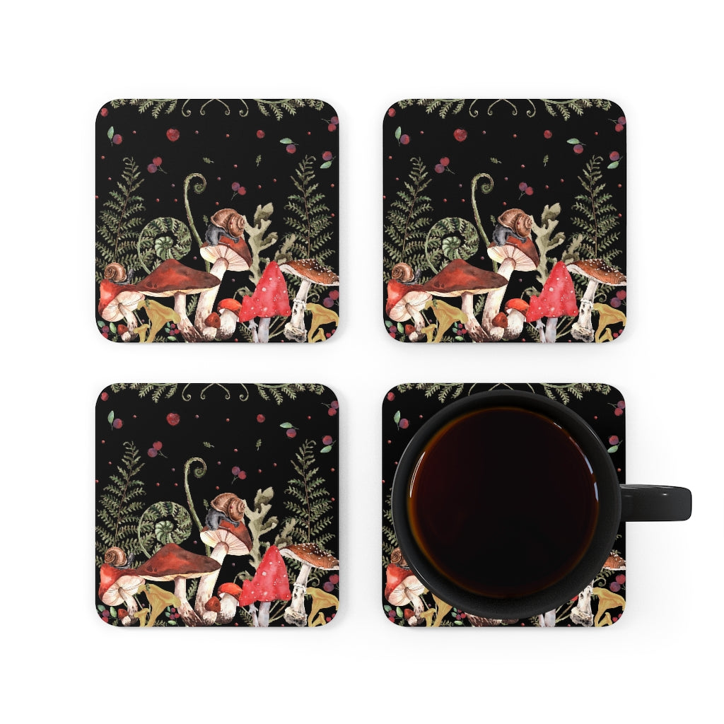 Red Mushrooms - Corkwood Coasters Set
