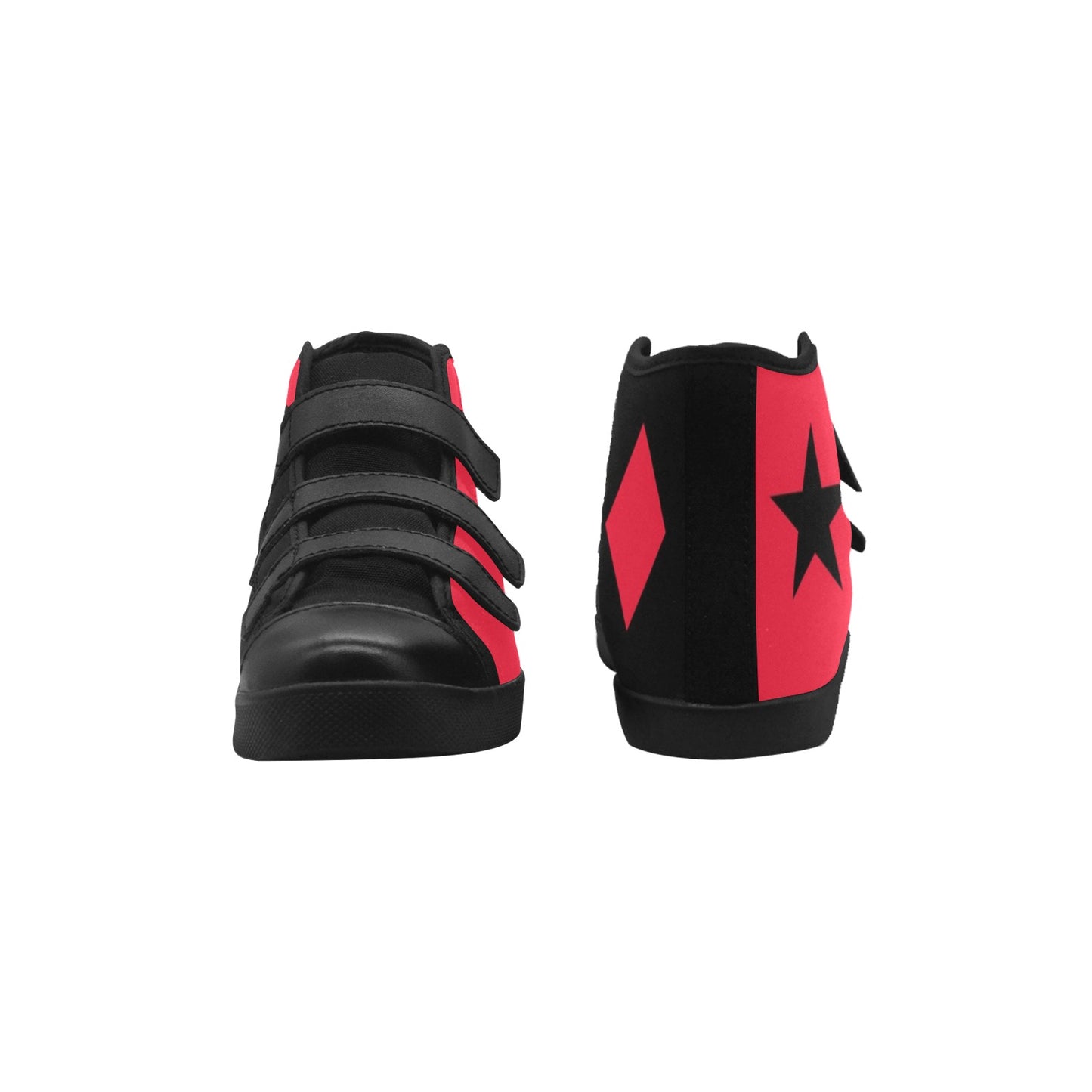 Harley Inspired Red And Black Velcro Shoes Kids