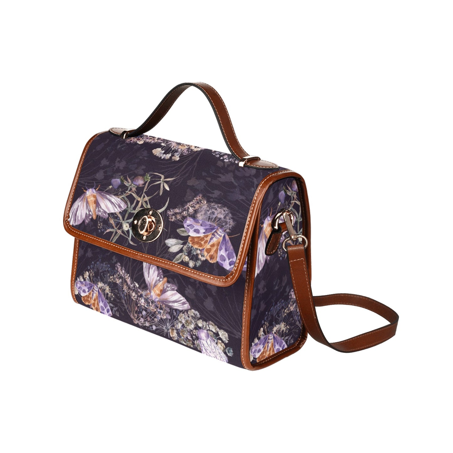 Purple Moth Floral Purse