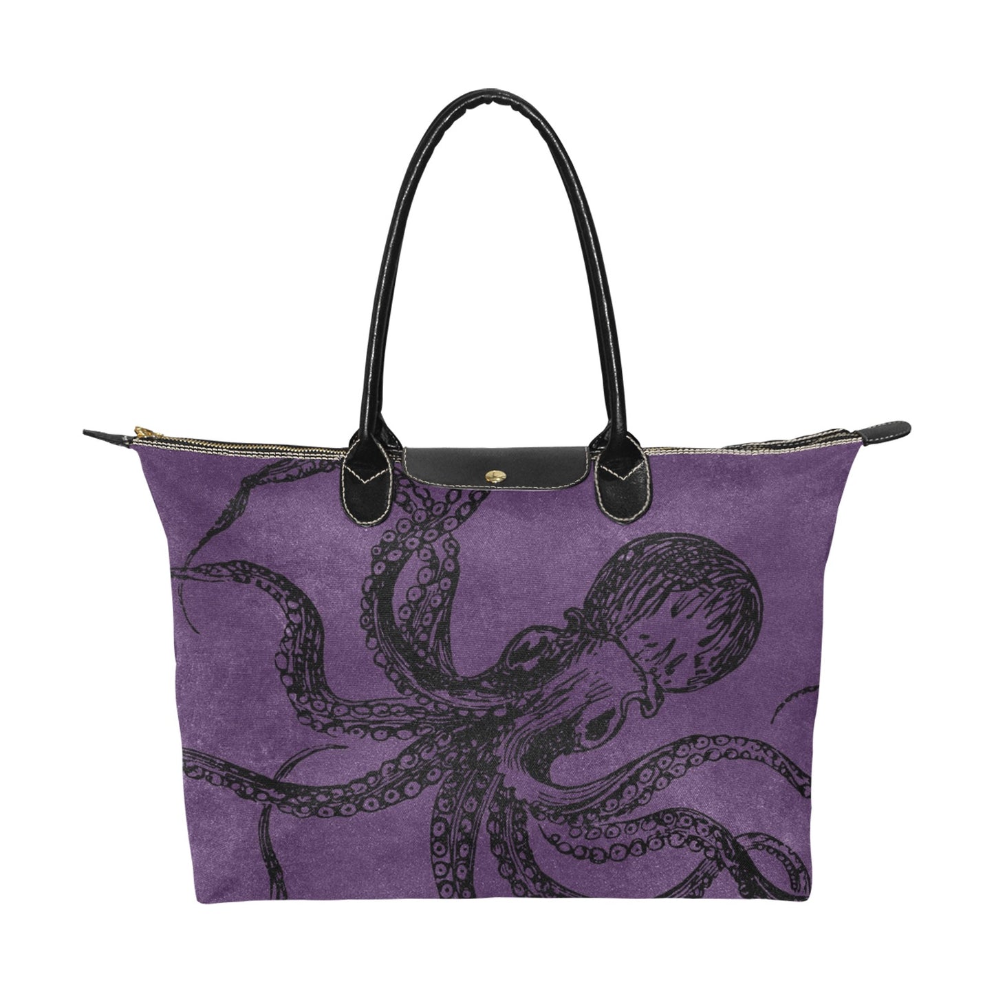 Purple Octopus Goth Bag, Classic 15 Inch Handbag Steampunk
