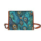 Turquoise Teal Peacock Canvas Handbag Purse