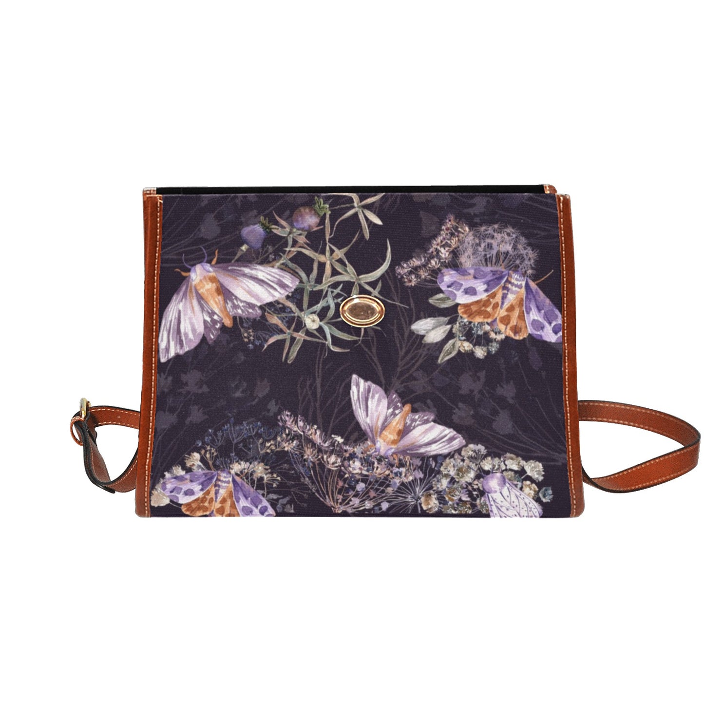 Purple Moth Floral Purse