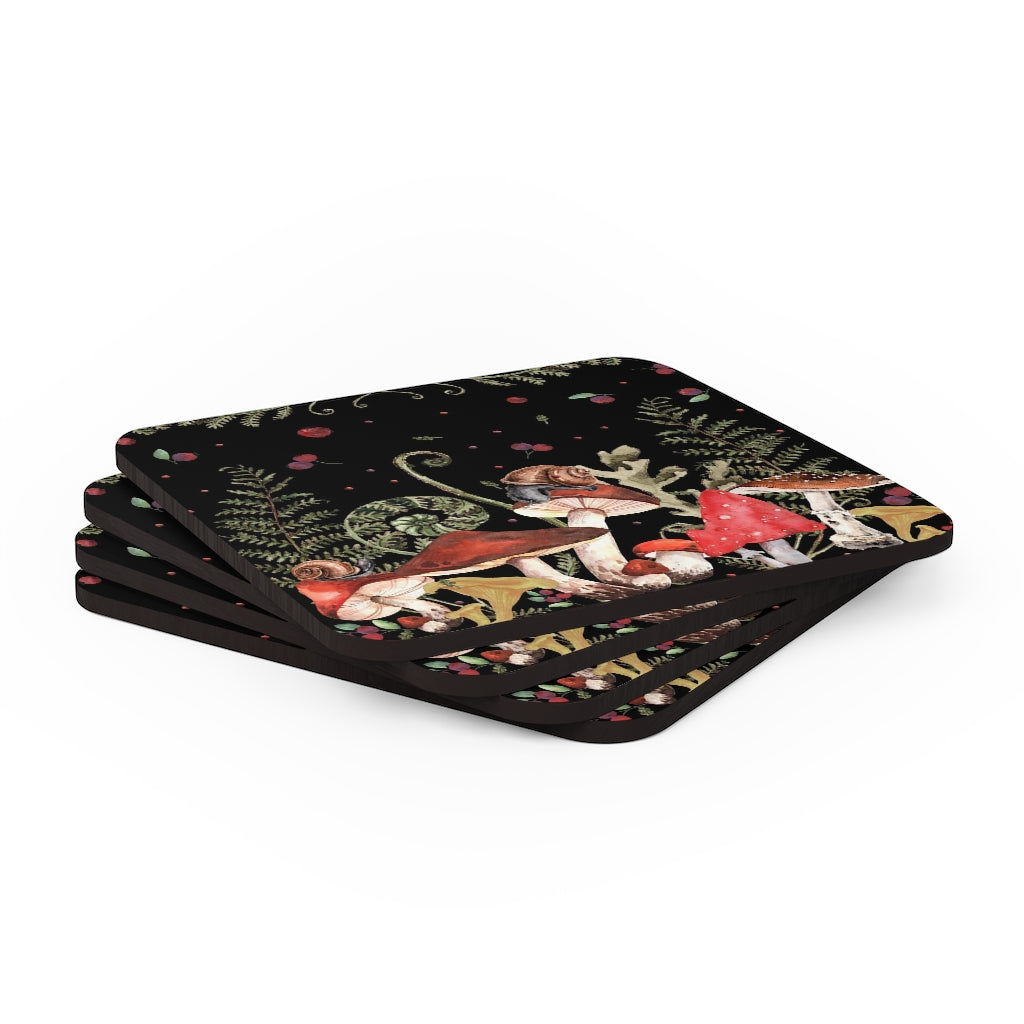 Red Mushrooms - Corkwood Coasters Set