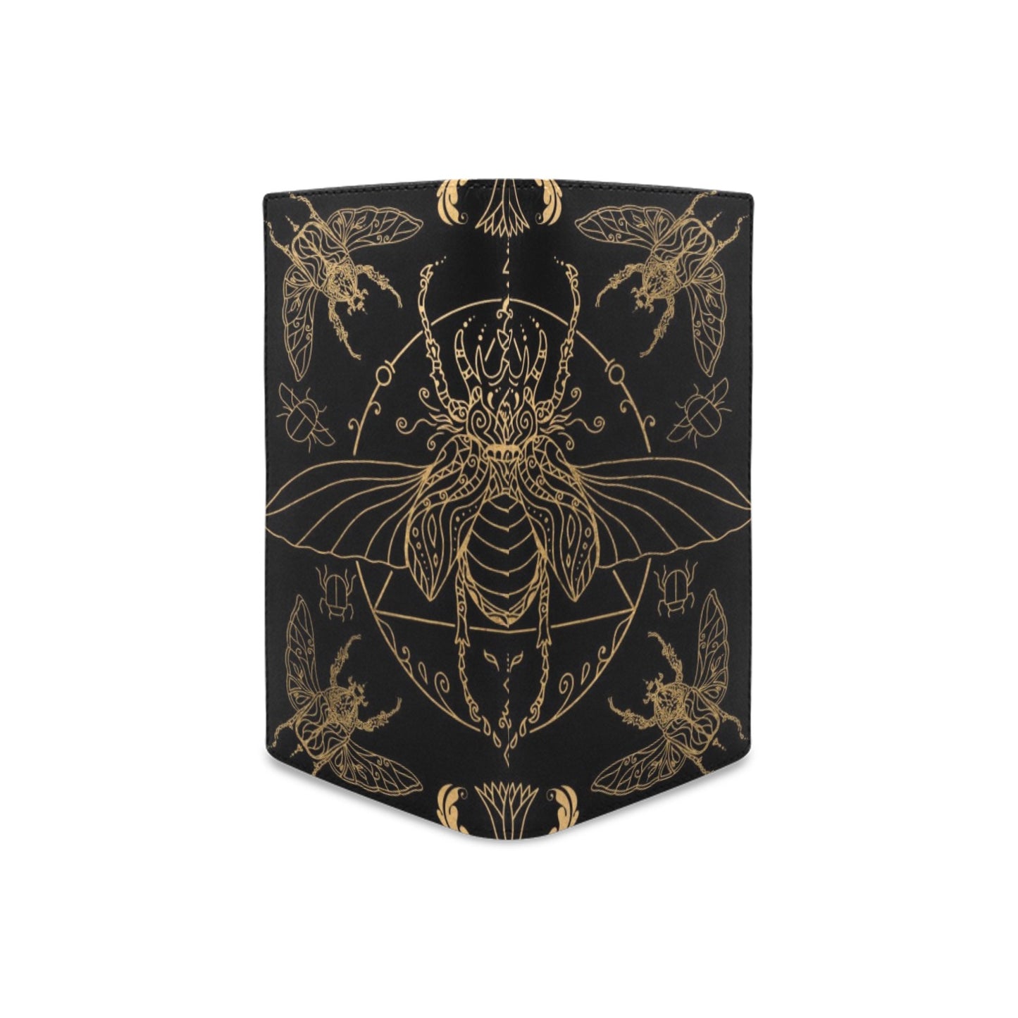 Scarab Beetle Egyptian Black Bifold Wallet