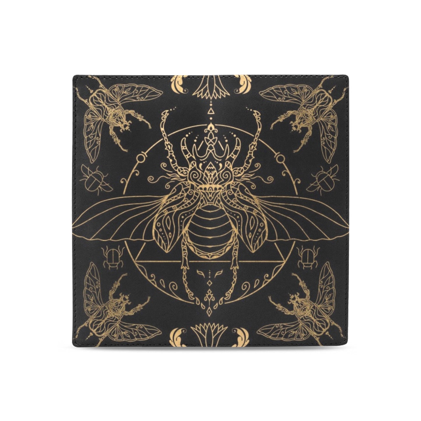 Scarab Beetle Egyptian Black Bifold Wallet